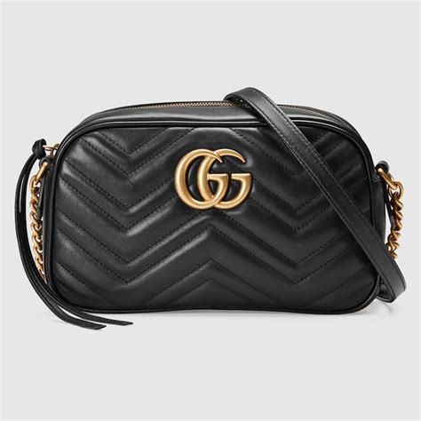 borsa gucci tracolla piccola nera|Borsa a spalla piccola in pelle trapuntata GG Marmont Camera .